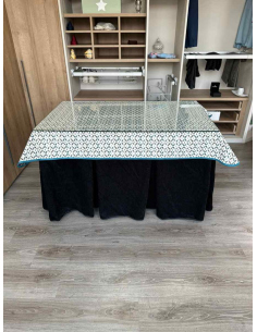 Ropa de Mesa Camilla Doble Grueso 10 Pliegues Negro con Tapete Geo 2