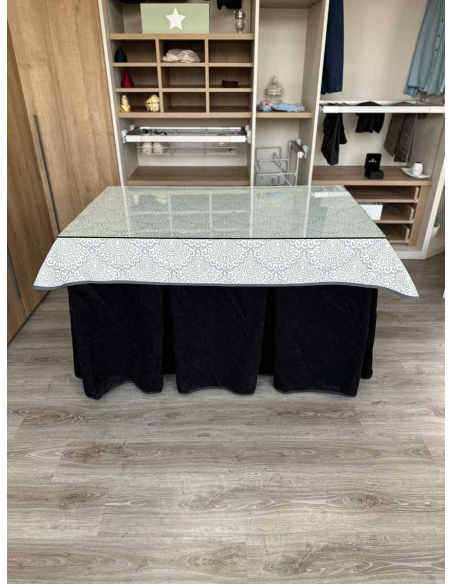 Ropa de Mesa Camilla Doble Grueso 10 Pliegues Negro con Tapete Sol