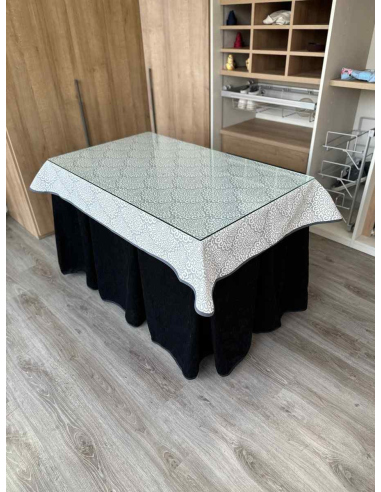 Ropa de Mesa Camilla Doble Grueso 10 Pliegues Negro con Tapete Sol