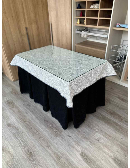 Ropa de Mesa Camilla Doble Grueso 10 Pliegues Negro con Tapete Sol