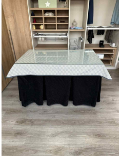 Ropa de Mesa Camilla Doble Grueso 10 Pliegues Negro con Tapete Rombos 2