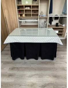 Ropa de Mesa Camilla Doble Grueso 10 Pliegues Negro con Tapete Rombos 2