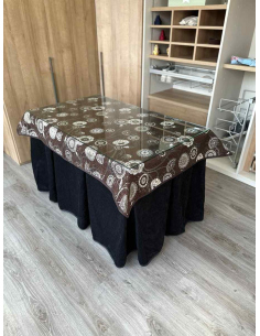 Ropa de Mesa Camilla Doble Grueso 10 Pliegues Negro con Tapete Mandala