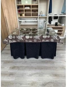 Ropa de Mesa Camilla Doble Grueso 10 Pliegues Negro con Tapete Mandala 2