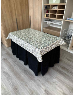 Ropa de Mesa Camilla Doble Grueso 10 Pliegues Negro con Tapete Sena