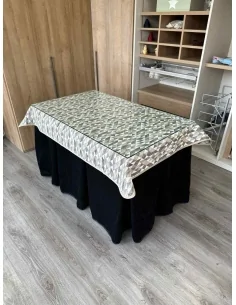 Ropa de Mesa Camilla Doble Grueso 10 Pliegues Negro con Tapete Sena