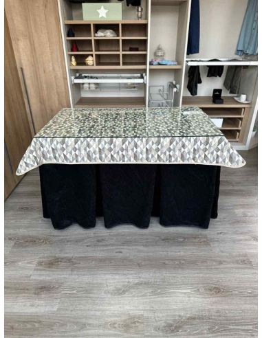 Ropa de Mesa Camilla Doble Grueso 10 Pliegues Negro con Tapete Sena