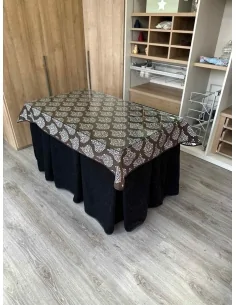 Ropa de Mesa Camilla Doble Grueso 10 Pliegues Negro con Tapete Acebo