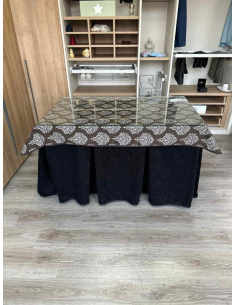 Ropa de Mesa Camilla Doble Grueso 10 Pliegues Negro con Tapete Acebo 2