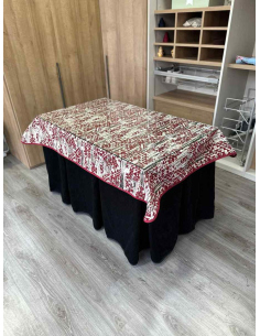 Ropa de Mesa Camilla Doble Grueso 10 Pliegues Negro con Tapete Mosaico