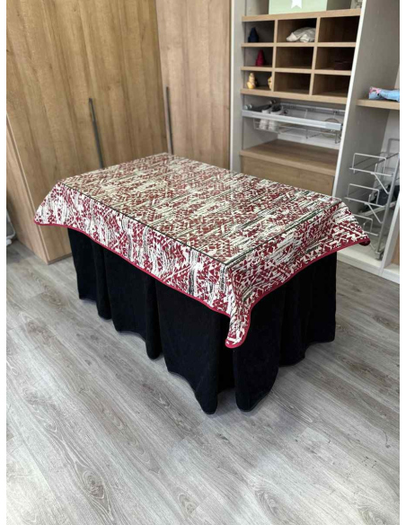 Ropa de Mesa Camilla Doble Grueso 10 Pliegues Negro con Tapete Mosaico