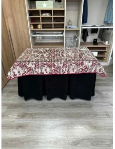 Ropa de Mesa Camilla Doble Grueso 10 Pliegues Negro con Tapete Mosaico 2