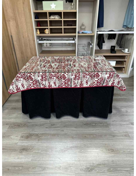 Ropa de Mesa Camilla Doble Grueso 10 Pliegues Negro con Tapete Mosaico