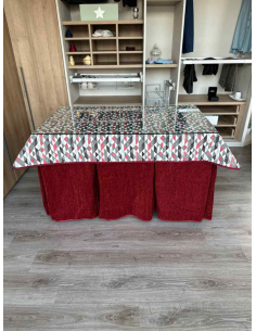 Ropa de Mesa Camilla Doble Grueso 10 Pliegues Rojo con Tapete Red 2