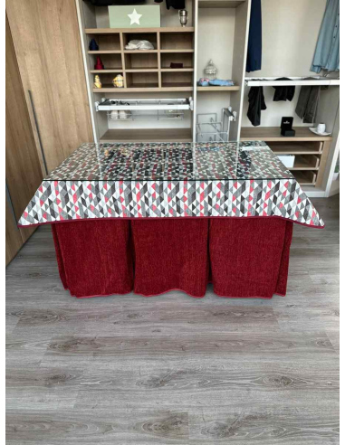 Ropa de Mesa Camilla Doble Grueso 10 Pliegues Rojo con Tapete Red