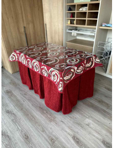 Ropa de Mesa Camilla Doble Grueso 10 Pliegues Rojo con Tapete Eclipse