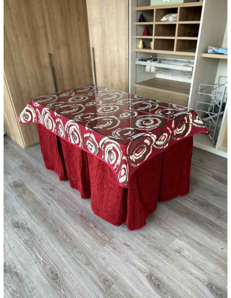 Ropa de Mesa Camilla Doble Grueso 10 Pliegues Rojo con Tapete Eclipse