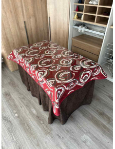 Ropa mesa camilla chenilla 8 pliegues color Chocolate con Tapete Eclipse