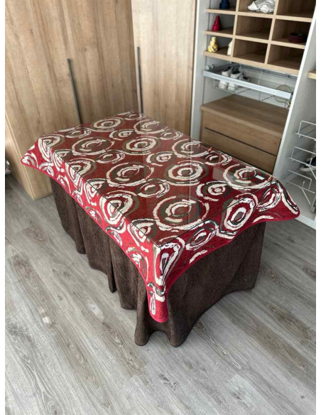 Ropa mesa camilla chenilla 8 pliegues color Chocolate con Tapete Eclipse