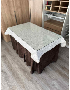 Ropa de mesa tejido Chenilla 8 Pliegues color Chocolate con Tapete Sol