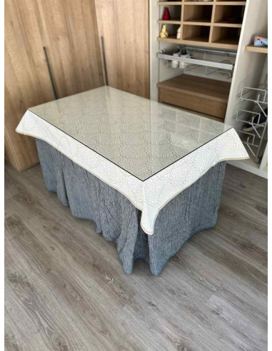 Ropa de mesa camilla chenilla 8 pliegues color Gris con Tapete Sol