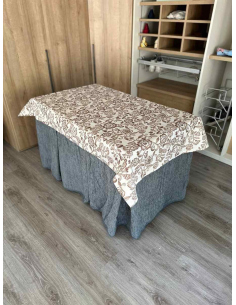 Ropa de mesa camilla chenilla 8 pliegues color Gris con Tapete Planta