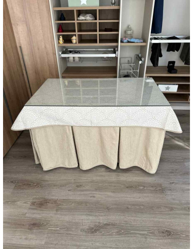 Ropa de mesa camilla chenilla 8 pliegues color Beige con Tapete Sol