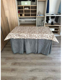 Ropa de mesa camilla chenilla 8 pliegues color Gris con Tapete Planta 2