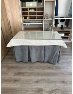 Ropa de mesa camilla chenilla 8 pliegues color Gris con Tapete Sol 2