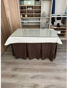 Ropa de mesa tejido Chenilla 8 Pliegues color Chocolate con Tapete Sol 2