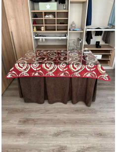 Ropa mesa camilla chenilla 8 pliegues color Chocolate con Tapete Eclipse 2