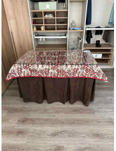 Ropa mesa camilla chenilla 8 pliegues color Chocolate con Tapete Mosaico 2