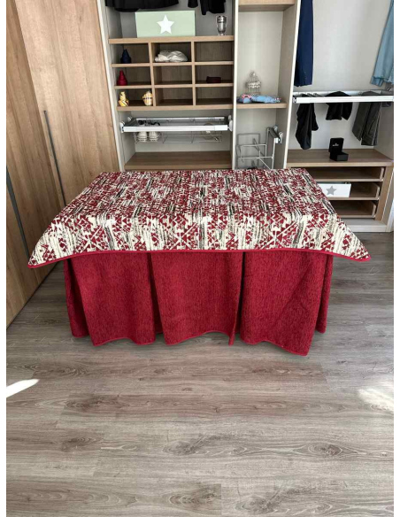 Conjunto Ropa Chenilla 8-10 Pliegues color Rojo con Tapete Mosaico