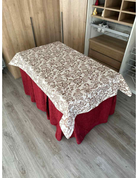 Conjunto Ropa Chenilla 8-10 Pliegues color Rojo con Tapete Planta