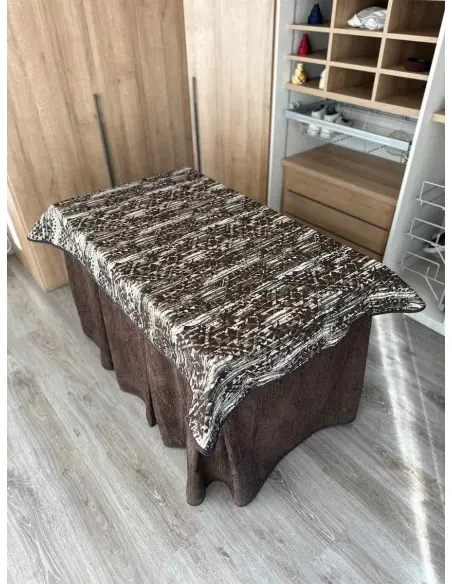 Conjunto Ropa Chenilla 8-10 Pliegues color Chocolate con Tapete Tiramisu