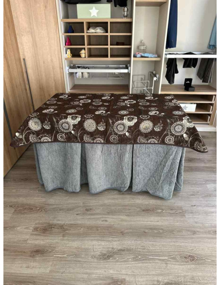 Conjunto Ropa Chenilla 8-10 Pliegues color Gris con Tapete Mandala