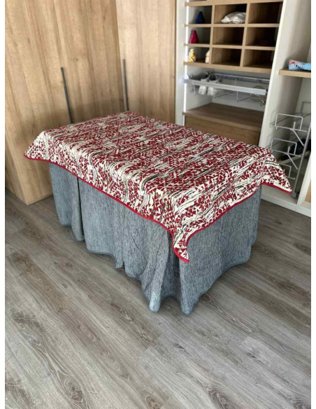 Conjunto Ropa Chenilla 8-10 Pliegues color Gris con Tapete Mosaico