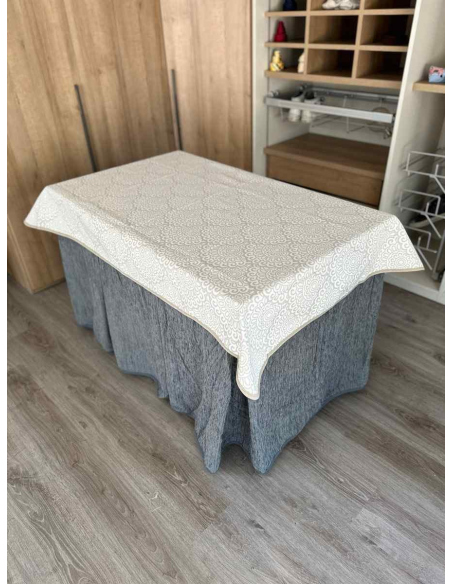 Conjunto Ropa Chenilla 8-10 Pliegues color Gris con Tapete Sol