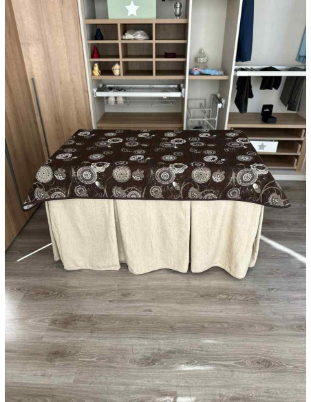 Conjunto Ropa Chenilla 8-10 Pliegues color Beige con Tapete Mandala