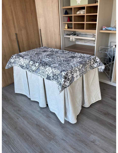 Conjunto Antimanchas Extragruesa Ultraeficiente Marfil con Tapete Mosaico