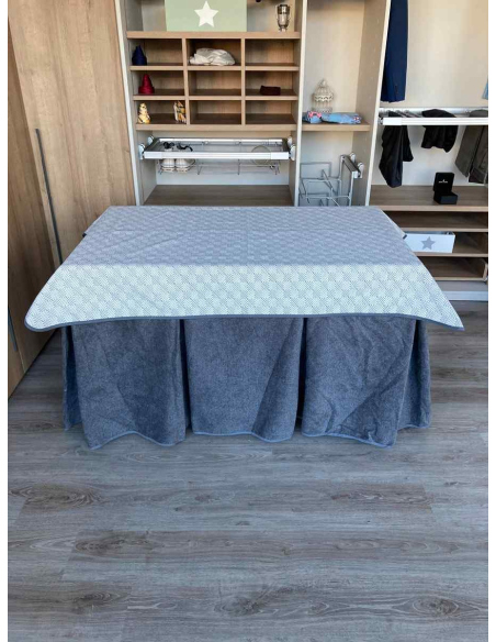 Conjunto Antimanchas Extragruesa Ultraeficiente Gris con Tapete Rombos