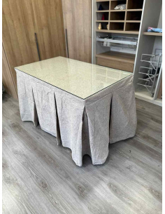 Falda Mesa Camilla Antimanchas Extragruesa Ultraeficiente Gris Claro