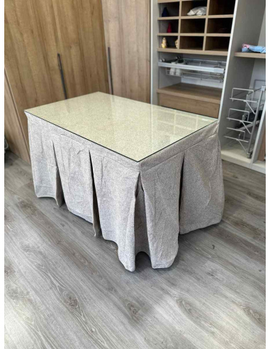 Falda Mesa Camilla Antimanchas Extragruesa Ultraeficiente Gris Claro