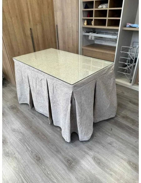 Falda Mesa Camilla Antimanchas Extragruesa Ultraeficiente Gris Claro