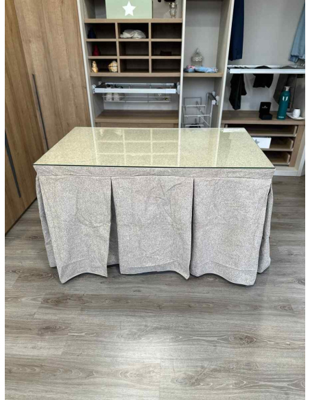 Falda Mesa Camilla Antimanchas Extragruesa Ultraeficiente Gris Claro