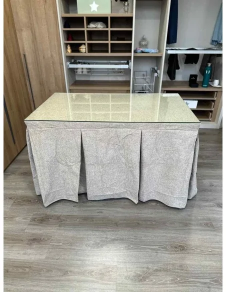 Falda Mesa Camilla Antimanchas Extragruesa Ultraeficiente Gris Claro