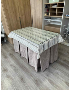 Falda Mesa Camilla Antimanchas Extragruesa Ultraeficiente Topo con Tapete Estriado