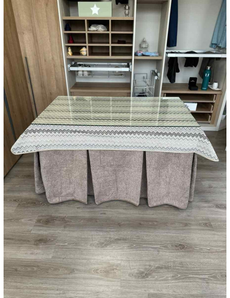 Falda Mesa Camilla Antimanchas Extragruesa Ultraeficiente Topo con Tapete Estriado