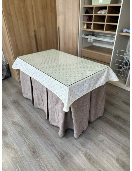 Falda de Mesa de Camilla Antimanchas Extragruesa Ultraeficiente Topo con Tapete Lazos