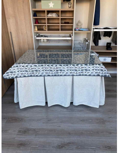 Falda Mesa Camilla Antimanchas Extragruesa Ultraeficiente Marfil con Tapete Sena 2